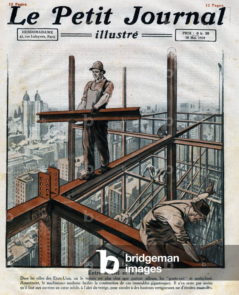 Between the sky and the street: construction of skyscrapers in cities in the United States, 1924 (print)