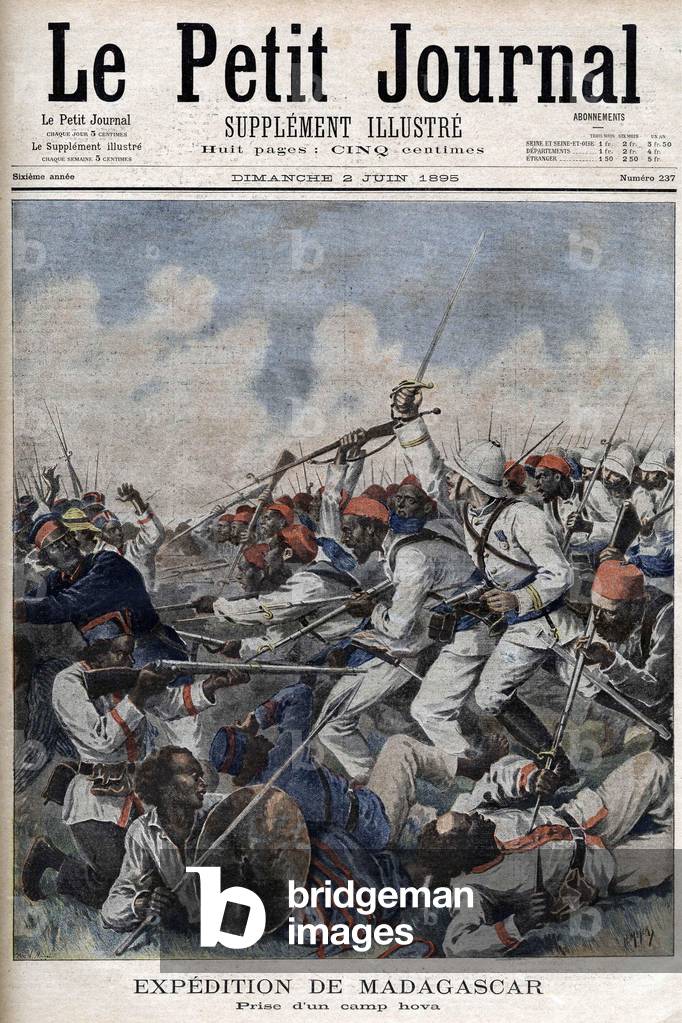 Madagascar Expedition: take of a camp hova by the French - in “Le Petit Journal” of 02/06/1895 (engraving)