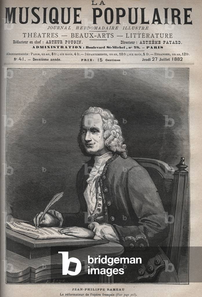 Portrait of Jean Philippe Rameau (1683-1764) - Portrait of Jean-Philippe (Jean Philippe) Rameau (1683-1764), French composer - engraving in “La musique populaire””” illustrious weekly newspaper - 1882