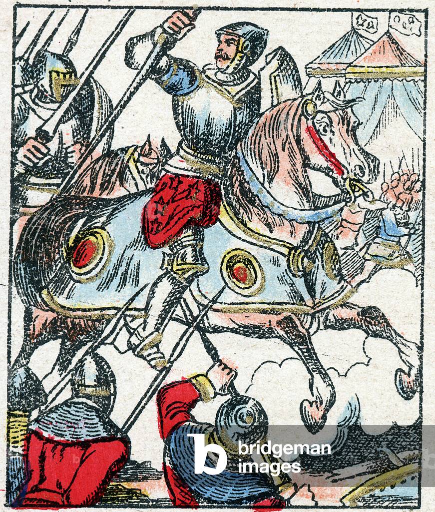 View of the Battle of Kassel on 23/08/1328, victory of Philip VI of Valois over the Flemish army, late 19th century (engraving)