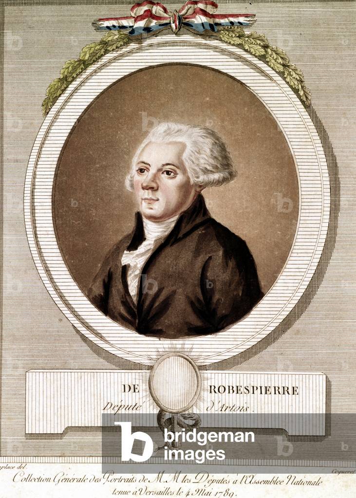 Portrait of Maximilian Robespierre in medallion in the series of portraits of deputes at the National Assembly held in Versailles on 4/05/1789 (engraving)
