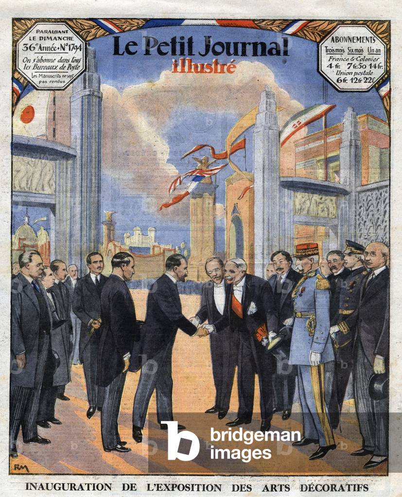 Cover of Le Petit Journal depicting President Gaston Doumergue inaugurating the Decorative Arts Exhibition at the Grand Palais, 1925 (print)