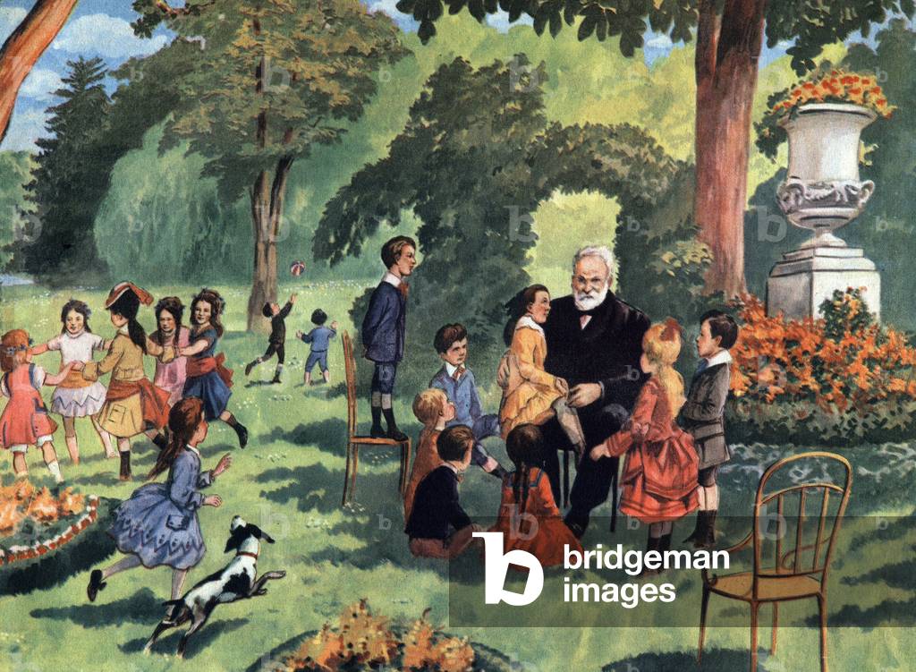The French writer Victor Hugo surrounds his grandchildren.