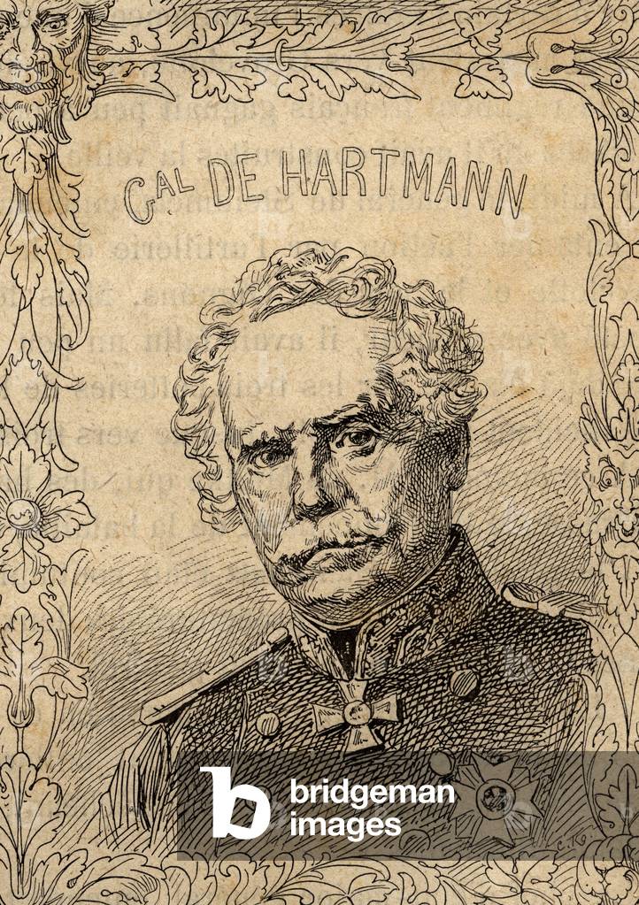 portrait of Bavarian general Jakob von Hartmann - 1870-71 (engraving)