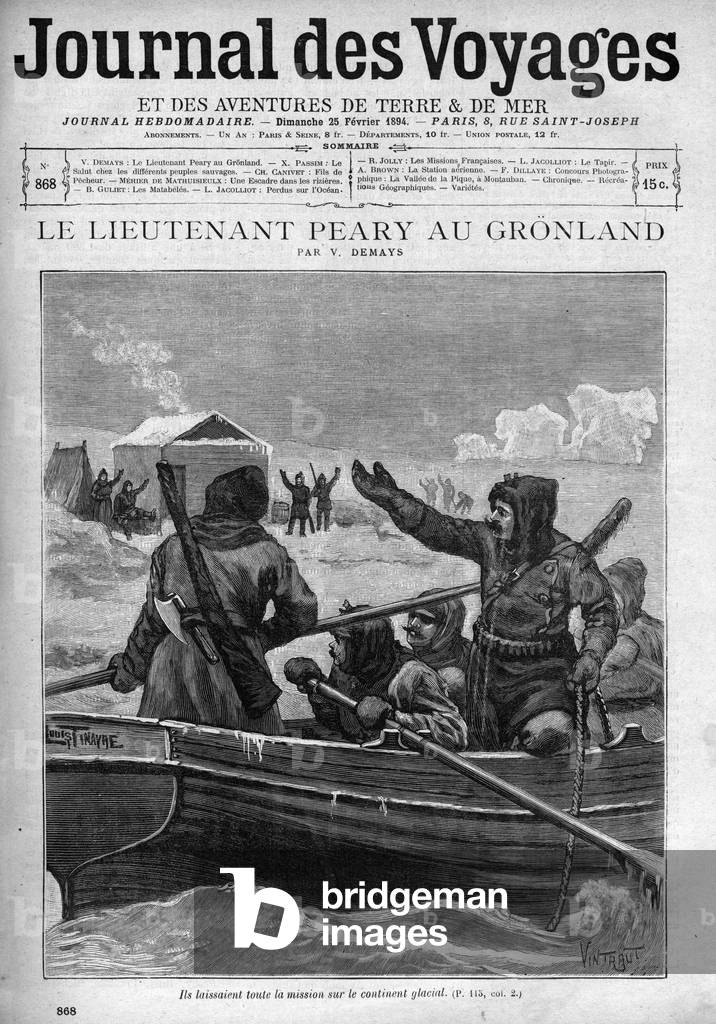 Lieutenant Robert Edwin Peary in Greenland - Lieutenant Robert Edwin Peary (1856-1920) in Greenland - cover of “Le Journal des voyages”” of 1894