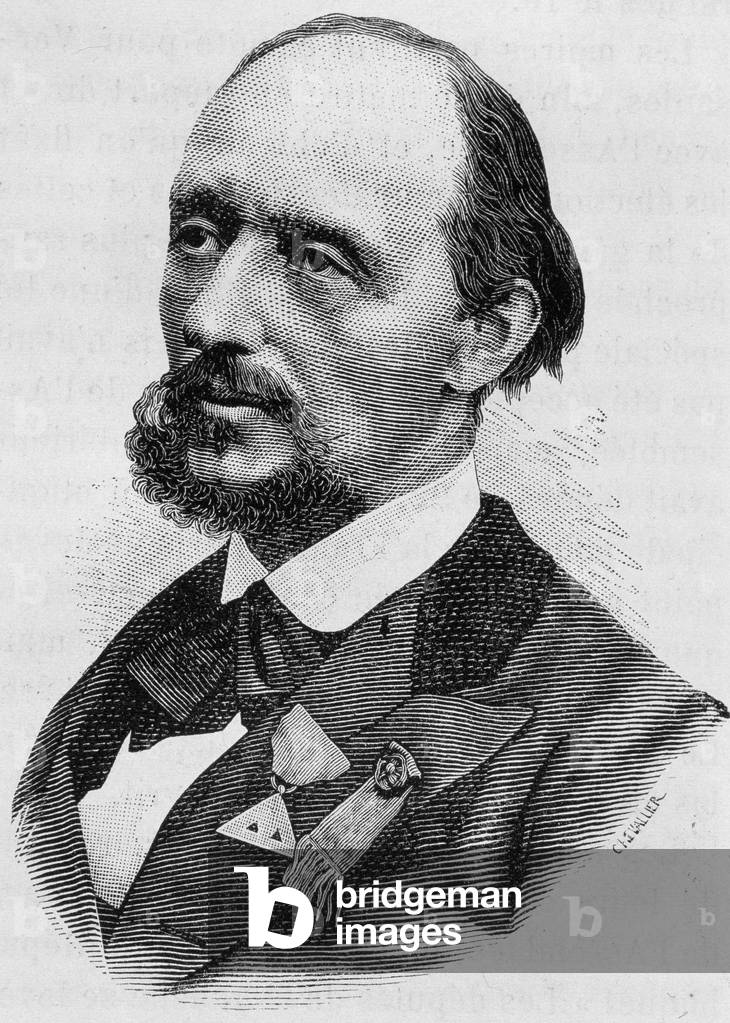Portrait of Jules Bergeret (1839 - 1905). Engraving of the end of the 19th century in “Histoire de France”” by H. Martin.