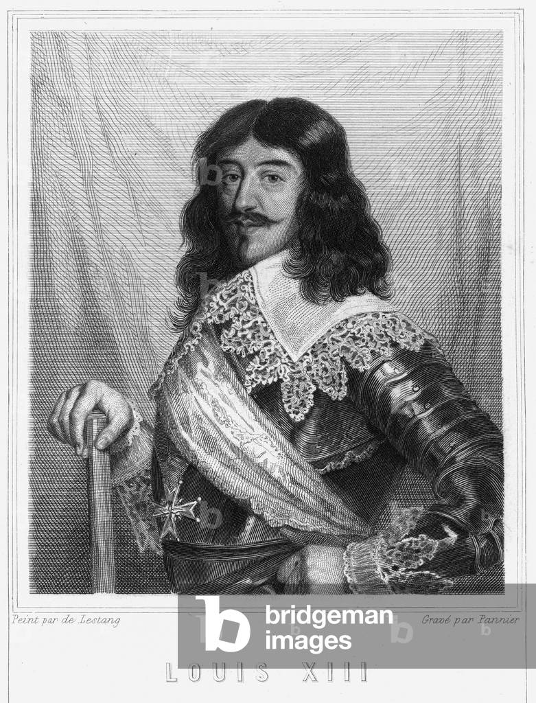 Portrait of Louis XIII (1601 - 1643), King of France - in “” Histoire des Français”” by Lavallée, engraving, sd., 19th century.