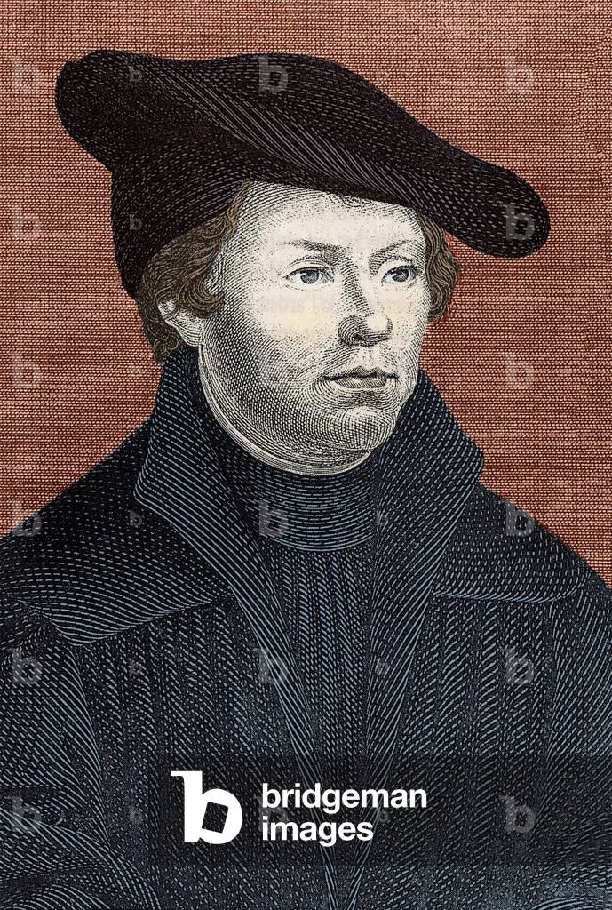 Portrait of Martin Luther (1483 - 1546) German religious reformer - engraving, 19th century.