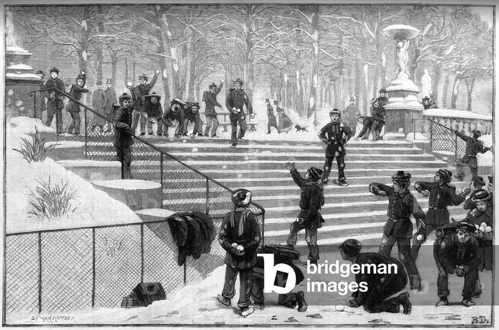 Recreation of a school battalion at the Luxembourg Garden in Paris in 1888.
