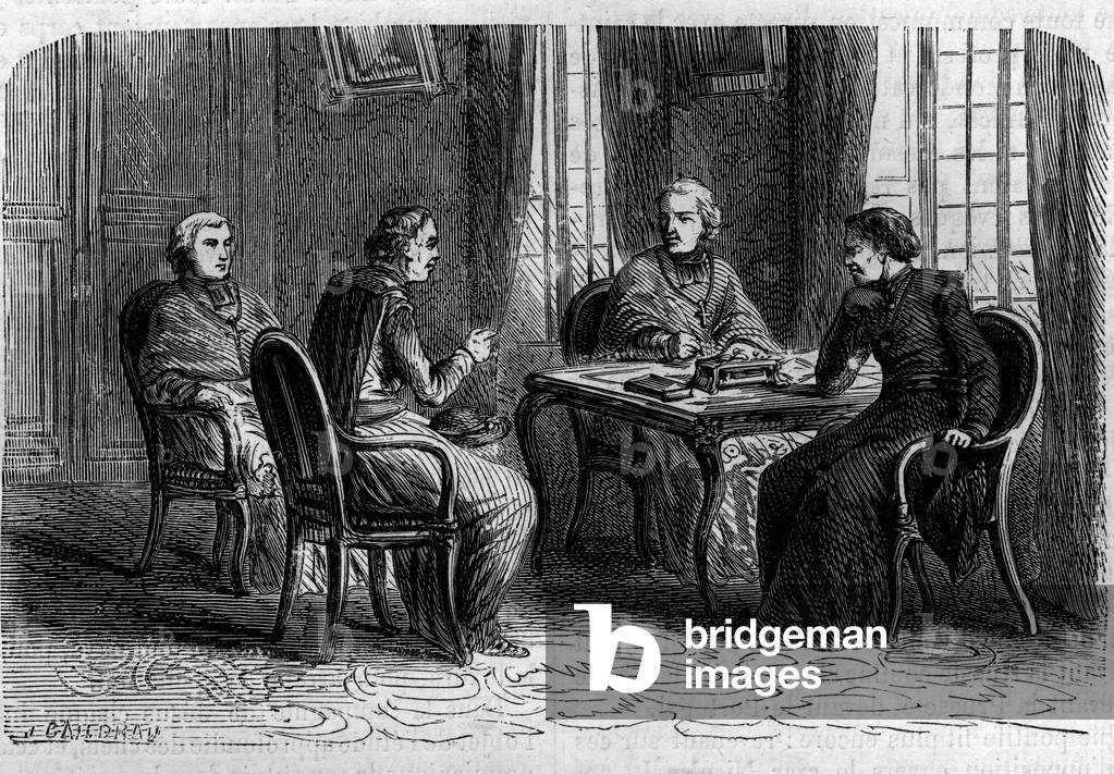 "Consiglio Superiore dei Gesuiti sotto il pontificato di Papa Gregoire XVI (tra il 1831 e il 1846). Incisione 