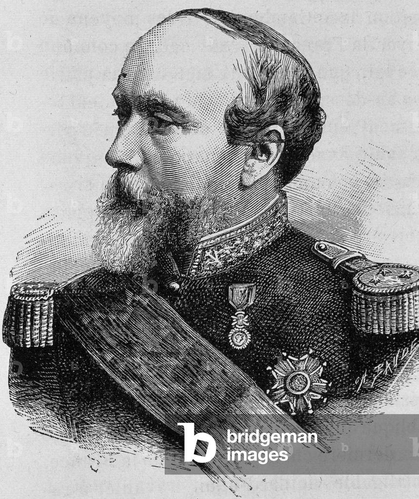 Portrait of Admiral Pothuau (1815-1882). Engraving of the end of the 19th century in “Histoire de France”” by H. Martin.