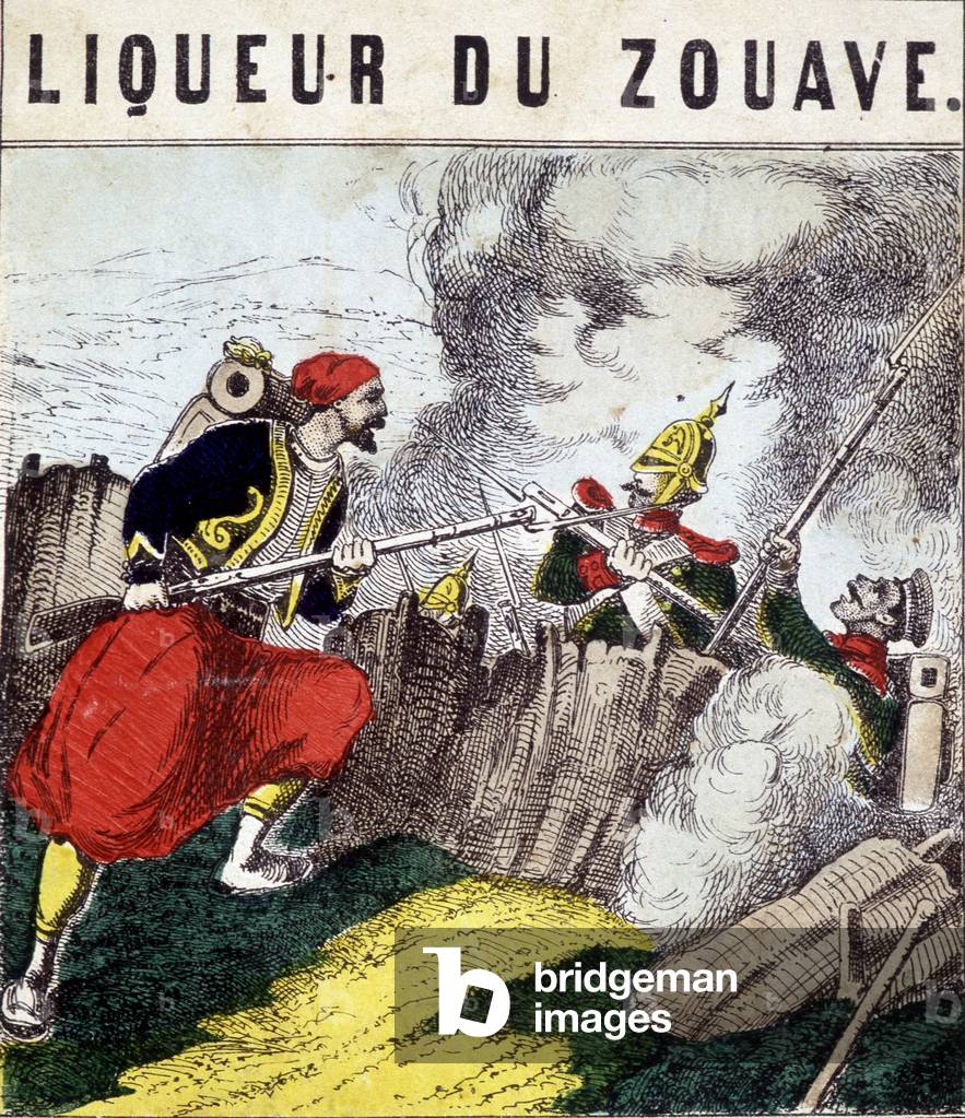 Tag “” Liqueur du Zouave””: a Zouave fighting against enemies. sd. 19th century