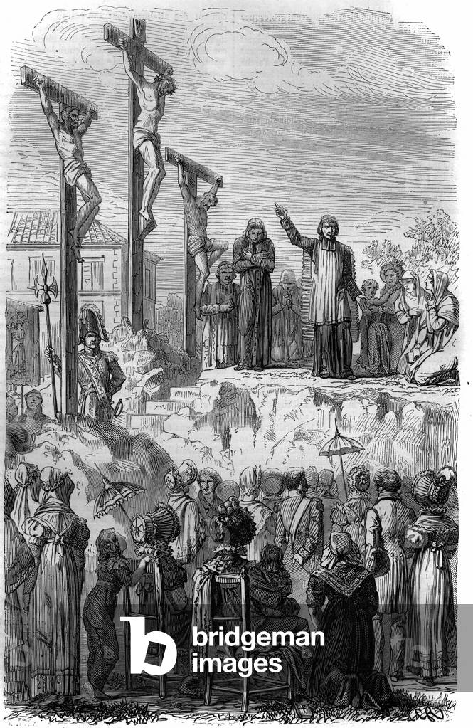 Missions organized by the Jesuites in France in the 19th century. Engraving in “Histoire des Papes-Rois-Queen and Empereurs a travers les centuries”” by Maurice Lachatre, 1863.