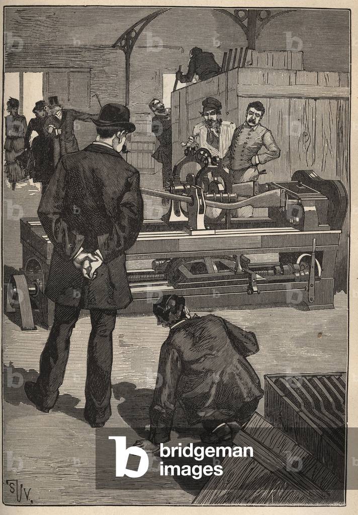 The art of tour: the Blanchard Tower. Engraving from 1885 in “” Les arts et metiers illustres”” by Adolphe BITARD.