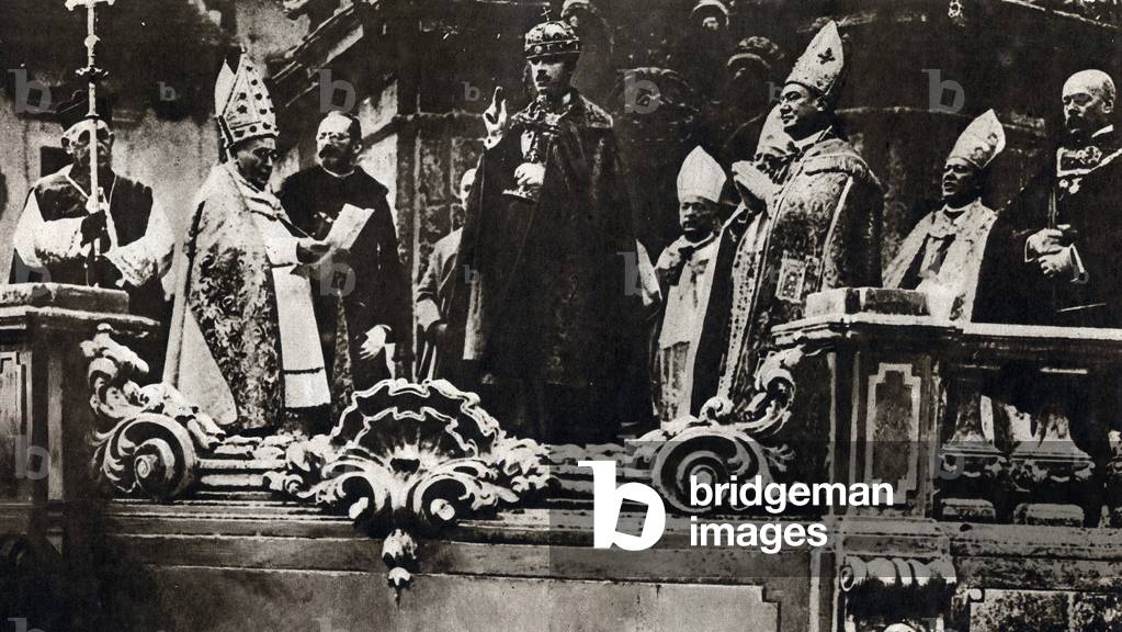 Coronation of the King of Hungary. Emperor Charles I of Austria (1887-1922) was sworn in in Budapest in 1916 and became Charles IV of Hungary.