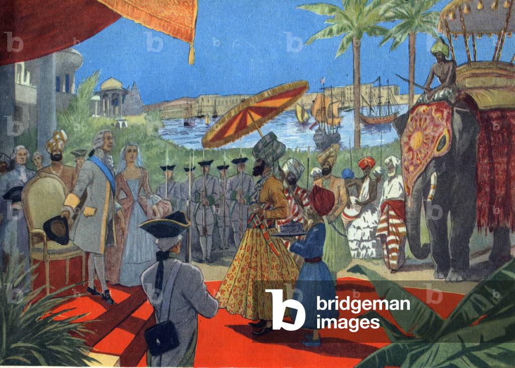 Joseph Francois Dupleix and his wife, French colonial administrator in India, c.1950 (print)