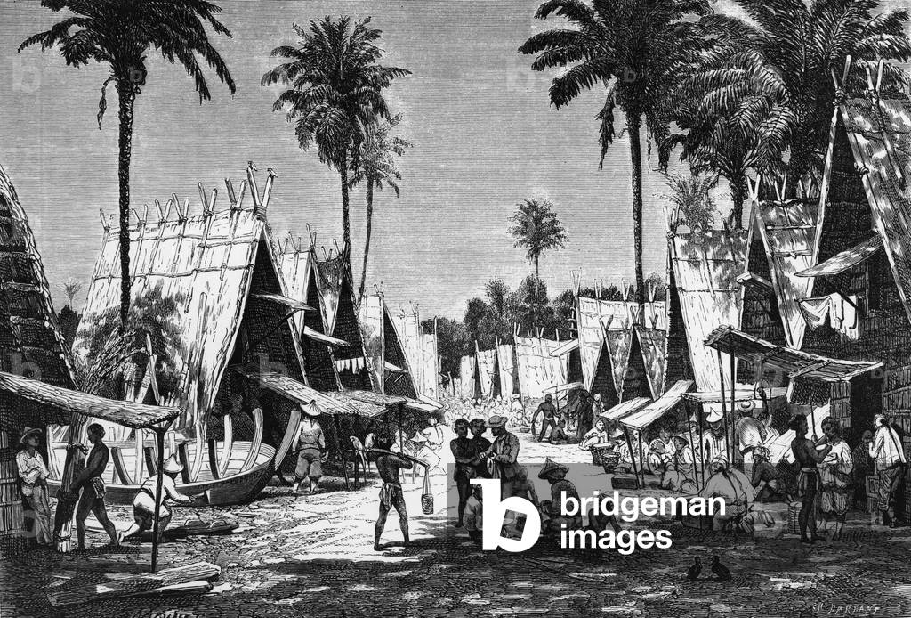 Engraving in “” L'archipel malasien”” by ALFRED RUSSELL WALLACE Edited by LE TOUR DU MONDE in 1854