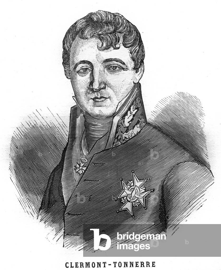 Portrait of Aime Marie Gaspard de Clermont-Tonnerre (Clermont Tonnerre, 1779-1865), Minister of Marine and War under Restoration. Engraving in “Les Illustrations De L'armee Francaise de 1789 a 1880””, 1881. Private Collection