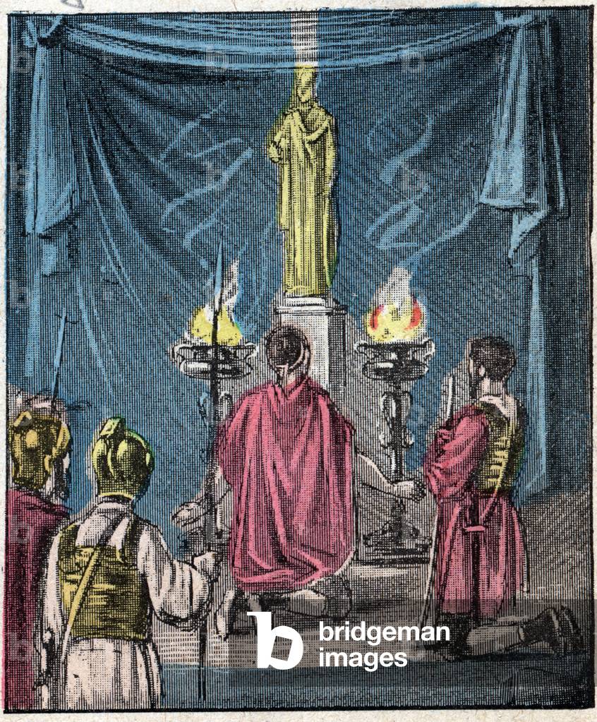 After the destruction of Jerusalem the Romans pay tribute to the Paian deities, beg of 20th century (print)