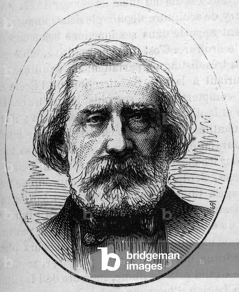 Portrait of Henri Labrouste (1801-1875), French architect. Engraving in “” Le Monde Illustré”” n°890 of 2 May 1874.