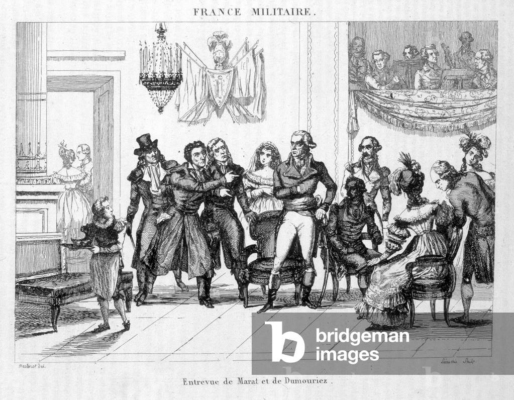Interview of Joachim Murat (1767-1815) and Dumouriez (1739 - 1823) - Engraving of the 19th century.