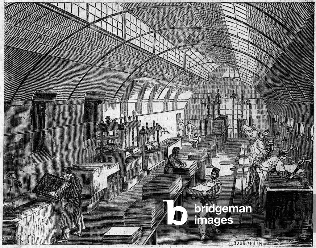 Imperial printing, Paris, 1860: the tremperie (engraving)