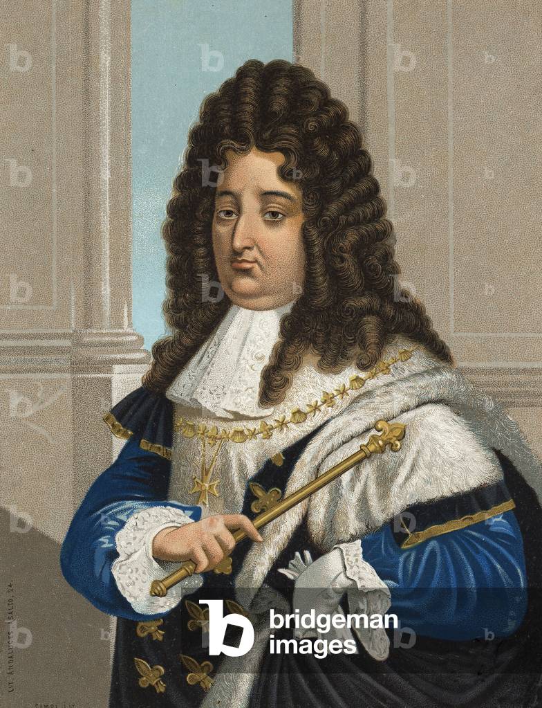 Portrait of Louis XIV (1638 - 1715), King of France. after “” hombres y Mujeres celebres””. Barcelona 1877.
