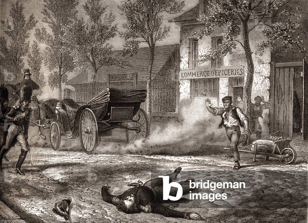 Duc d'Orléans died in a car accident on 13/07/1842 - in “” Histoire de France”” by Henri Martin, 19th century.