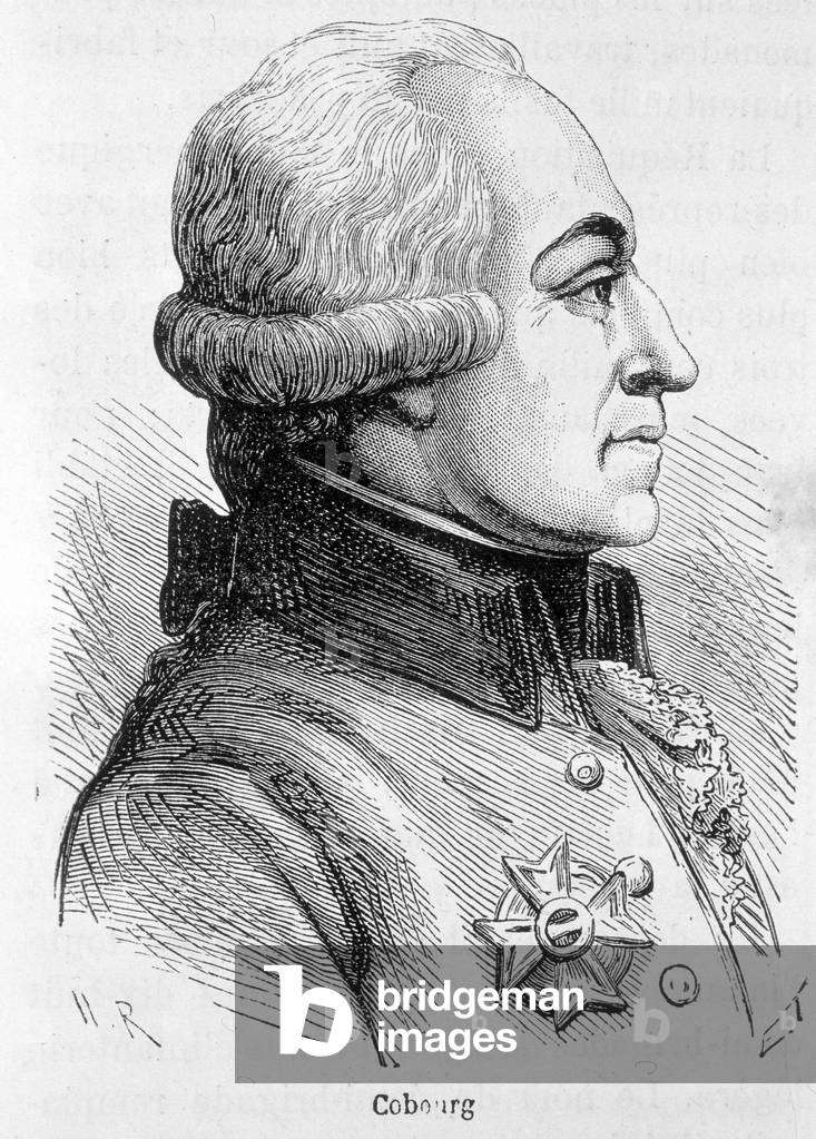 Portrait of Cobourg, general of the Austrian army - in “” L'Histoire de France”” by Henri Martin, 19th century.