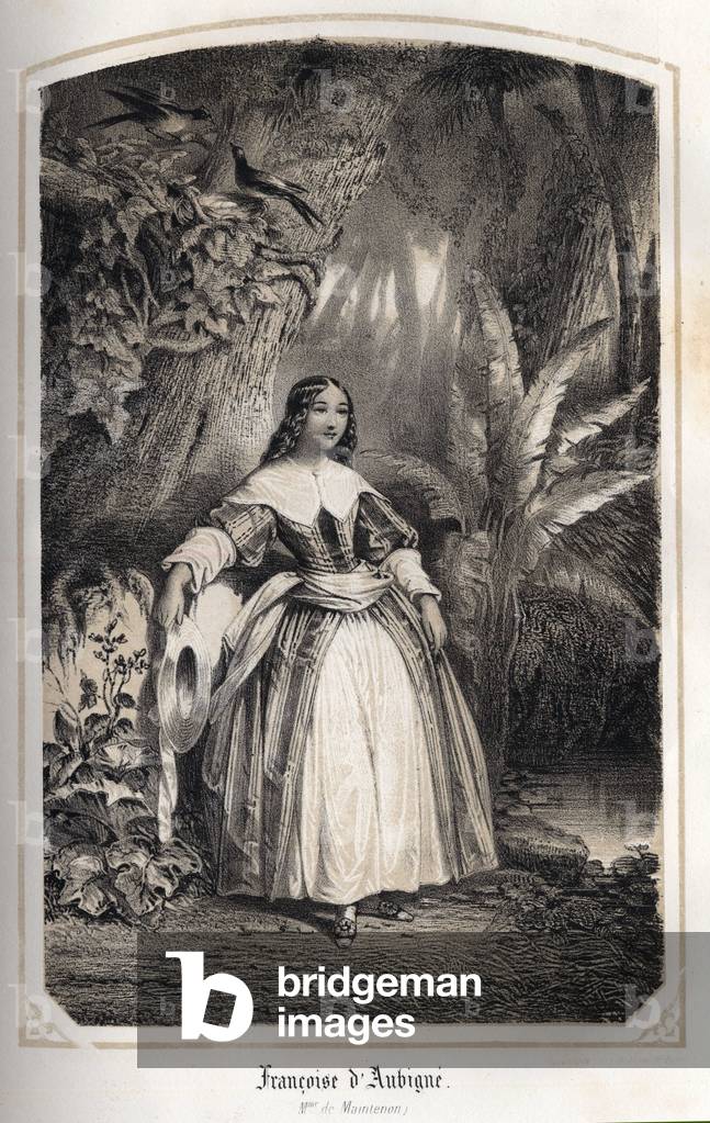 Portrait of Francoise d'Aubigne, Marquise de Maintenon, c.1850 (engraving)