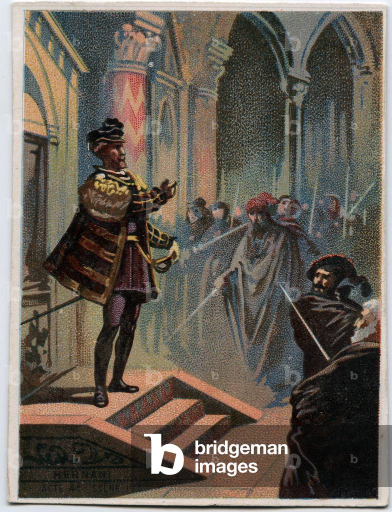 Illustration for 'Ernani' for the Opera by Giuseppe Verdi, late 19th century (chromo)