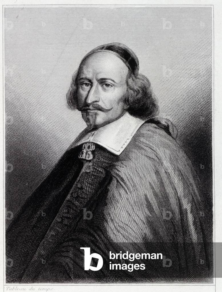 Portrait of Jules Mazarin (Giulio Raimondo Mazzarino or Mazarino) (1602-1661), French Cardinal and politician - in “Histoire des Français”” by Lavallée, engraving, sd., 19th century.