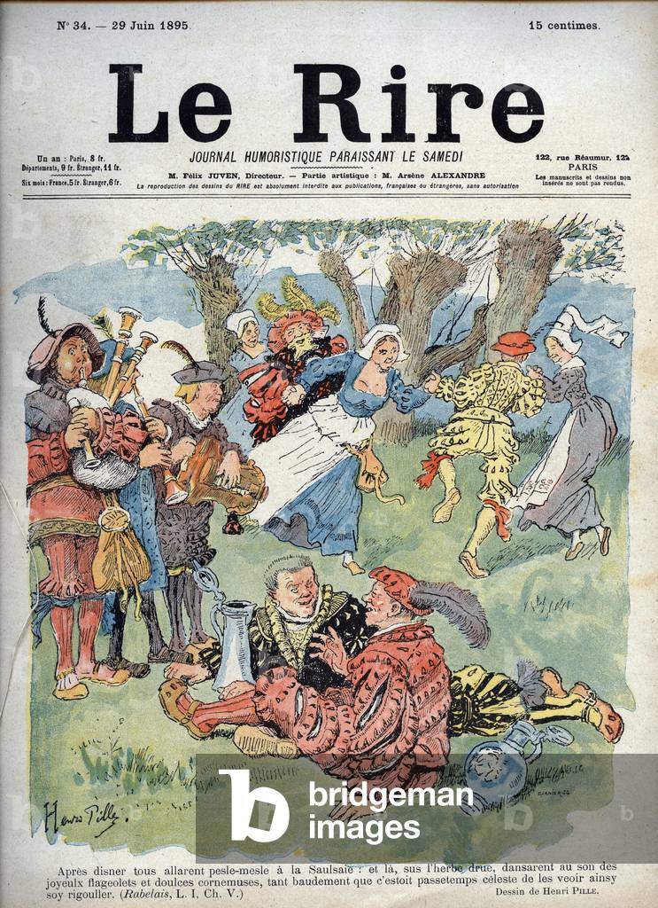 "Country-Entertainment - Humorvolle Zeichnung von Charles Henri Pille (1844-1897)" von Henri Pille