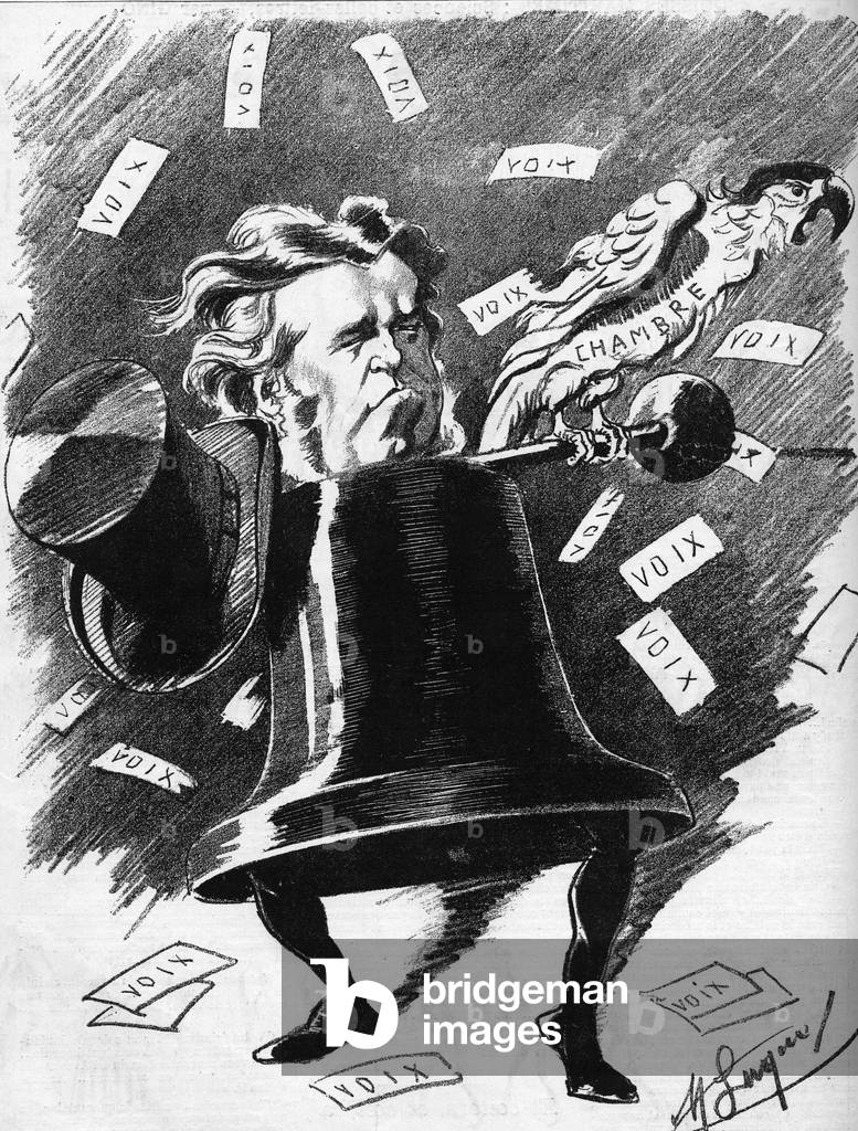 Cartoon depicting Charles Floquet (1828-1896), French politician, by cartoonist Manuel Luque. In “The Cartoon” of 1886.