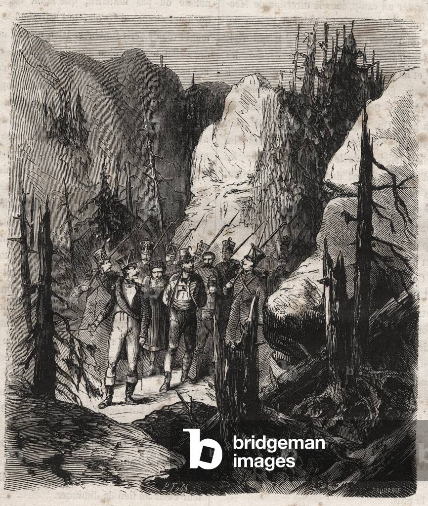 Tyrolean patriot Andreas Hofer (1767-1810) being arrested - The Tyrolean patriot Andreas Hofer (1767-1810) arrested by the Italian troops on 19/01/1810 Engraving of 1879 in “Histoire des societes secretes, politiques et religieuses” by Pierre Zaccone (1817-1895)