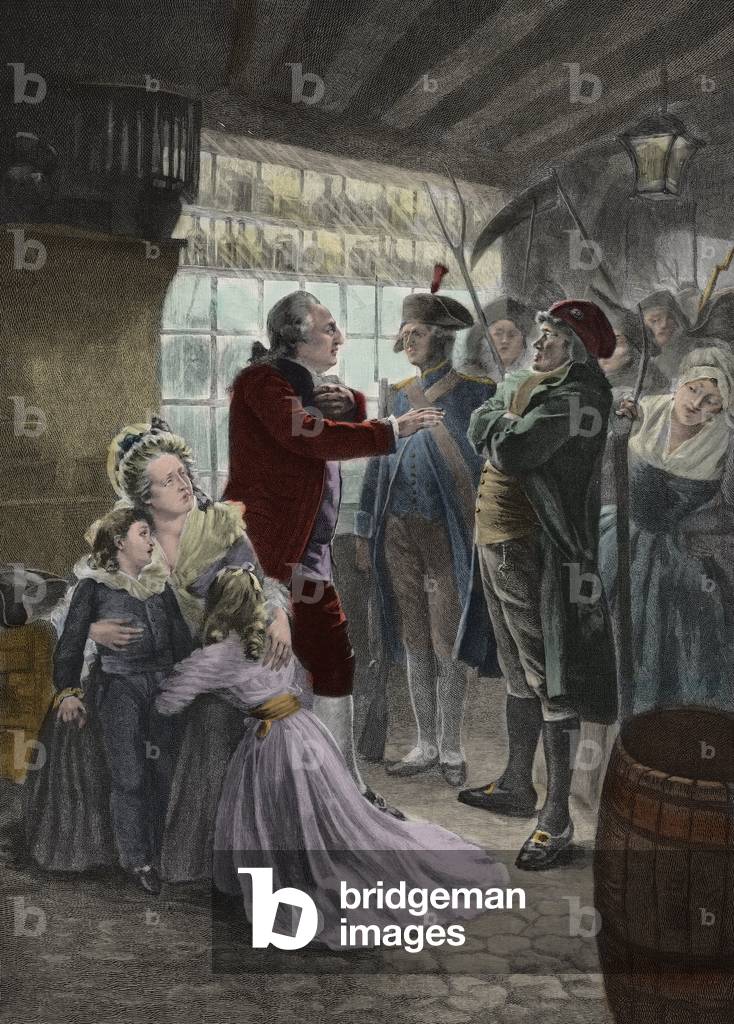French Revolution: 21 June 1791 The royal family caught up in the inn of Varennes during their flight at Varennes, 21 June 1791