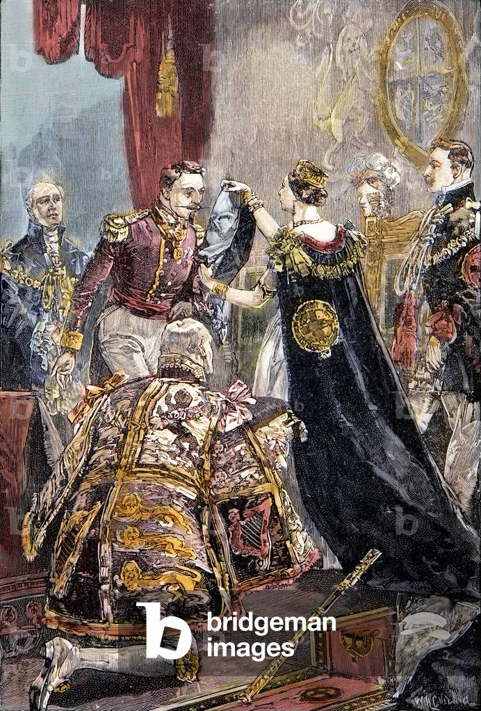 The Queen Victoria investing the Emperor of the French with the Order of the Garter at Windsor Castle, 18 April 1855 - Queen Victoria invests French Emperor Napoleon III of the Order of the Garter at Windsor Castle, 18 April 1855