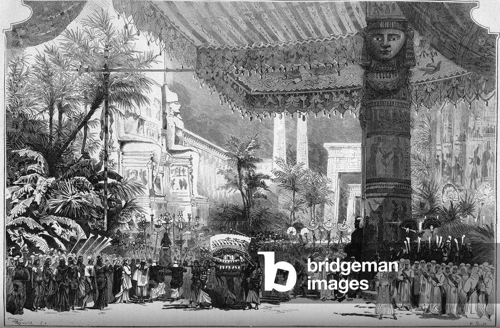 Representation of Giuseppe Verdi's opera Aida, set design by Jean-Baptiste Lavastre, 1880 (engraving)