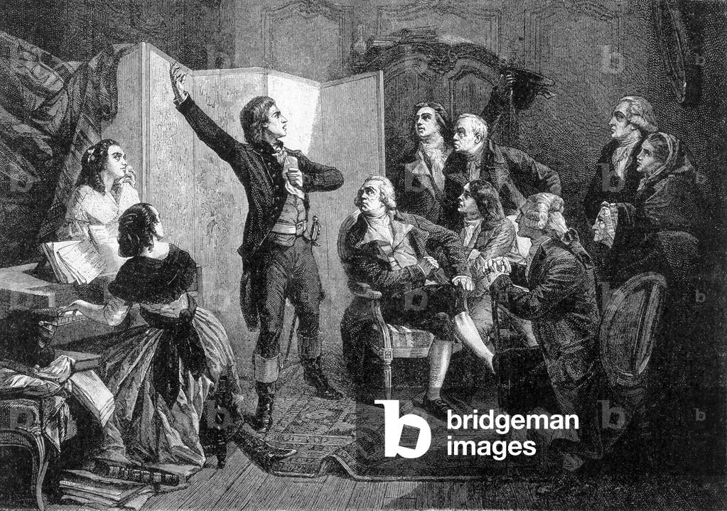 Rouget de lisle ((Rouget de L'isle, 1760-1836) singing the “” Marseillaise”” at Dietrich - in “” Les Contemporains””, n.d. late 19th century.