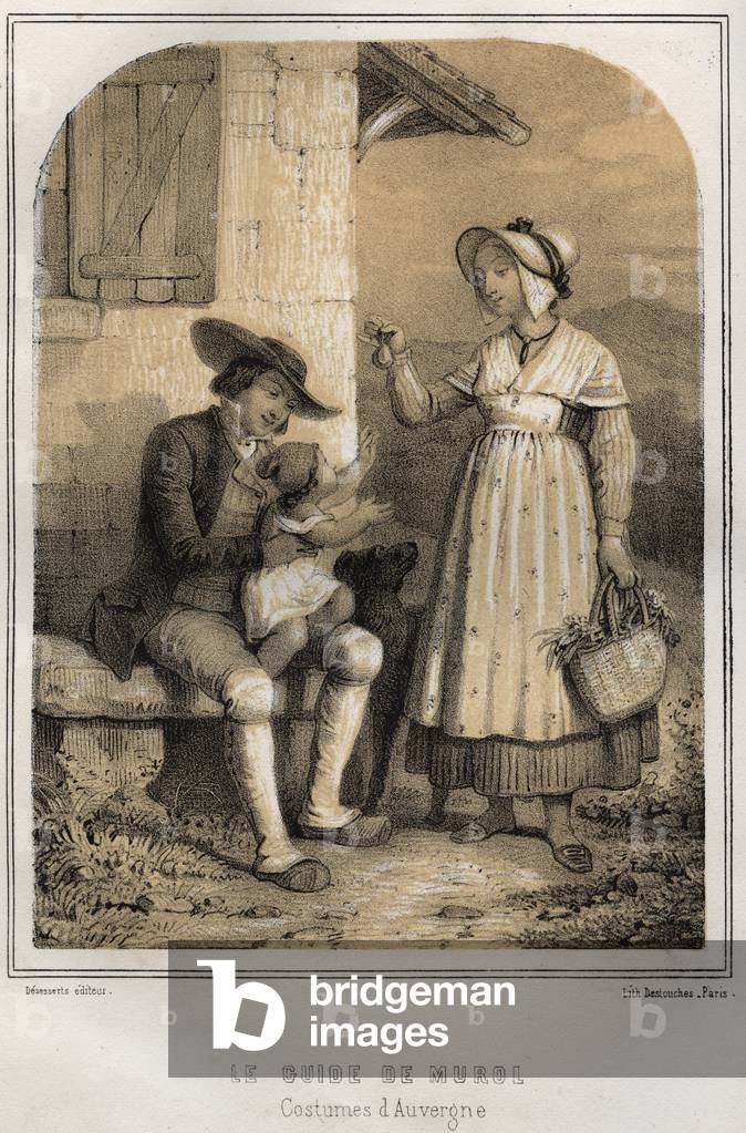 Costumes d'Auvergne - Le guide de Murol - engraving in “” Les soirees de mon oncle souvenirs et recits de voyages” by MORING MICHEL - End 19th century