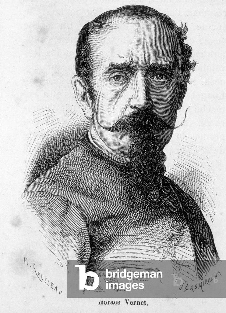 Portrait of Horace Vernet (1789-1863), French painter and cartoonist, fervent Bonapartist, became official painter of Napoleon III.