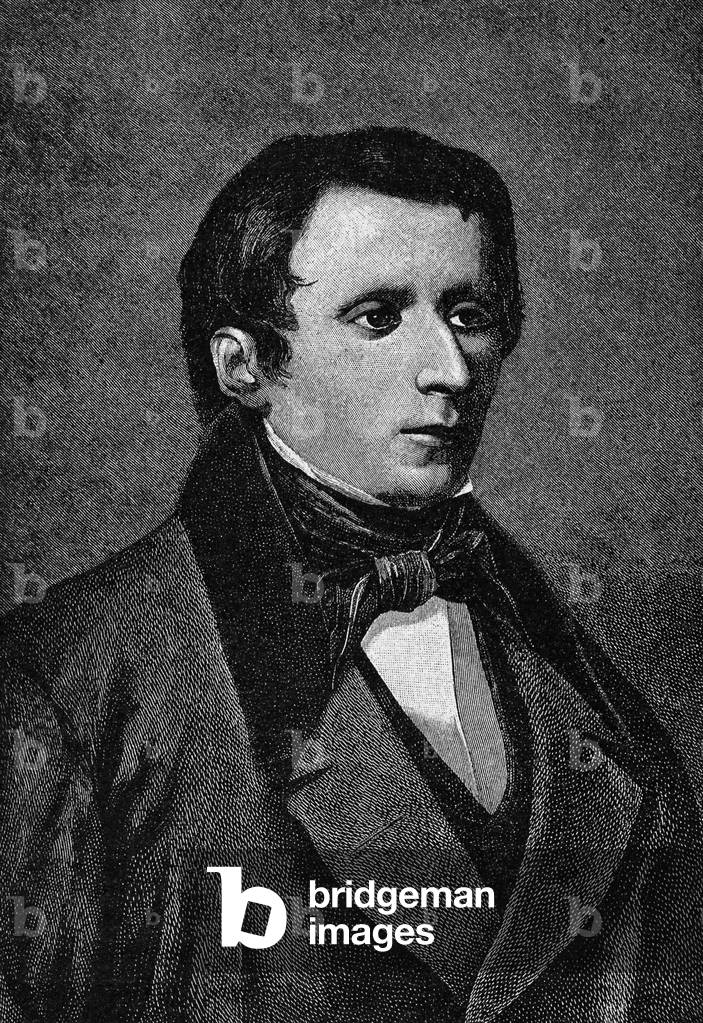 Portrait of Giacomo Leopardi (1798-1837) Italian poet and writer (engraving)