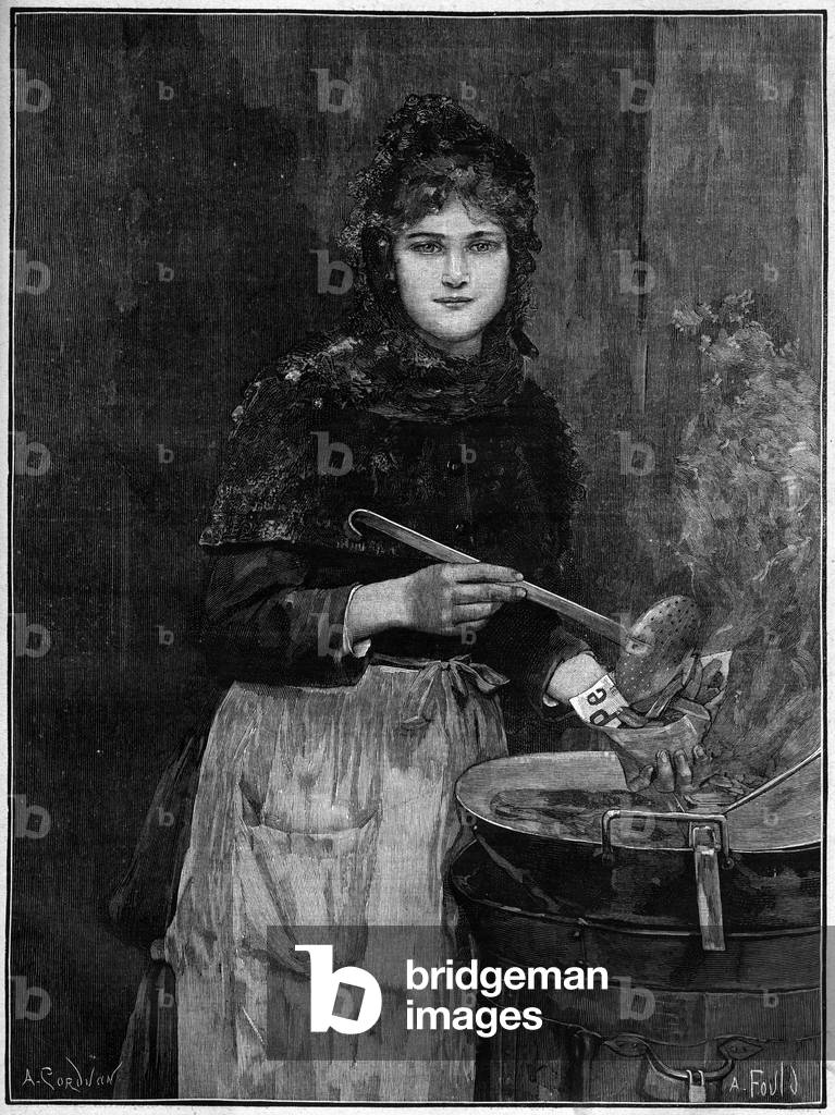 Fried potato dealer, 1888 (engraving)