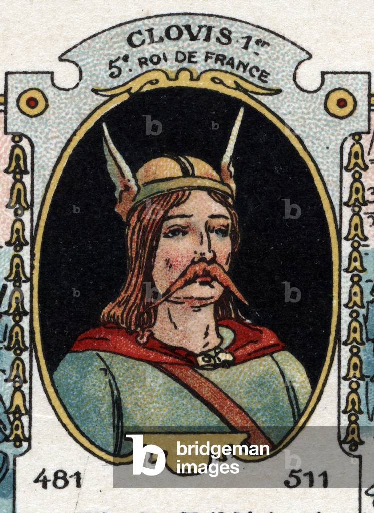 Portrait of Clovis I, King of the Franks, beg of 20th century (chromo)