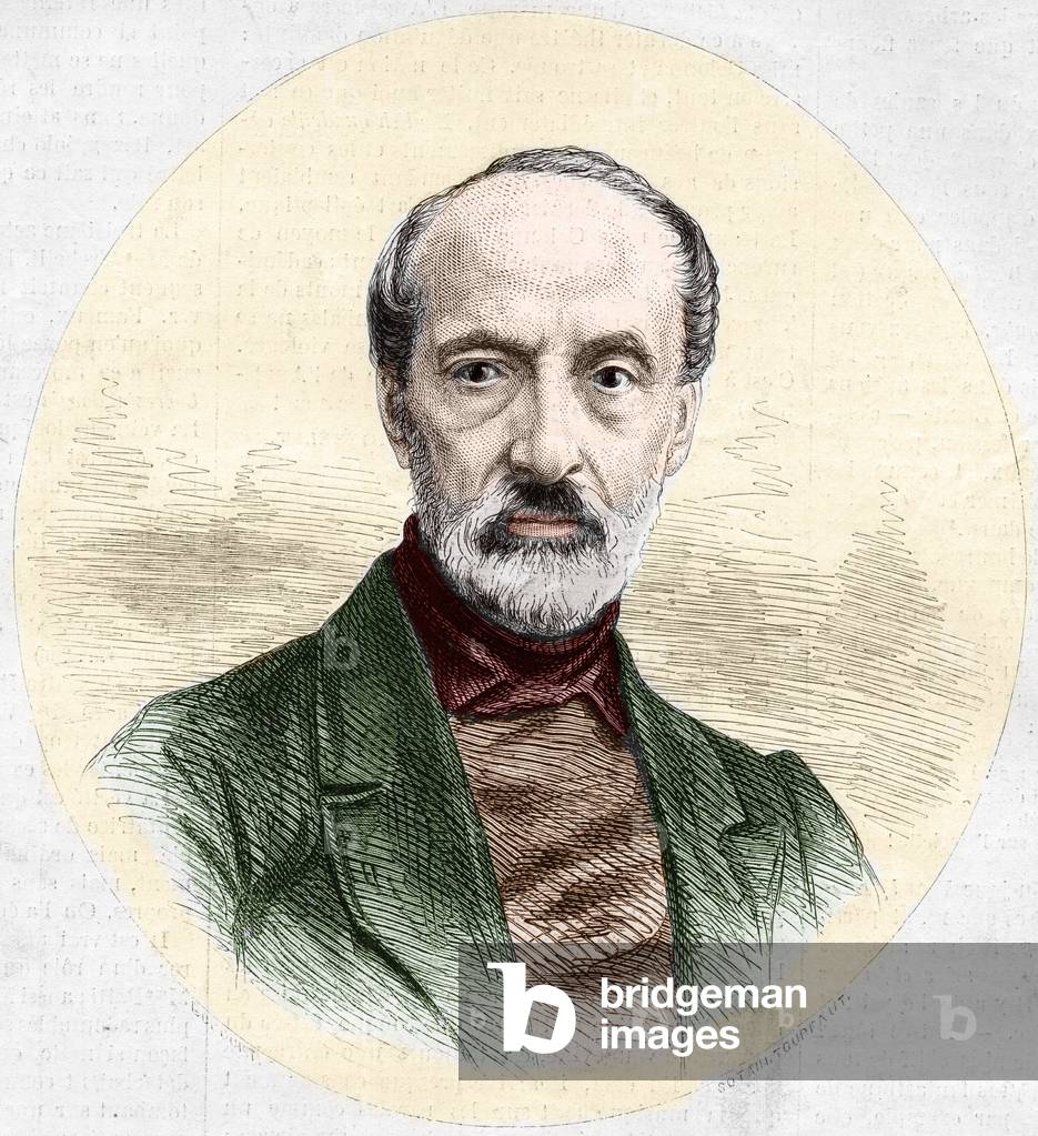 Portrait of Giuseppe Mazzini (1805-1872), Italian politician and nationalist. Engraving in “” Le Monde Illustré”” n°779 of 16 March 1872.