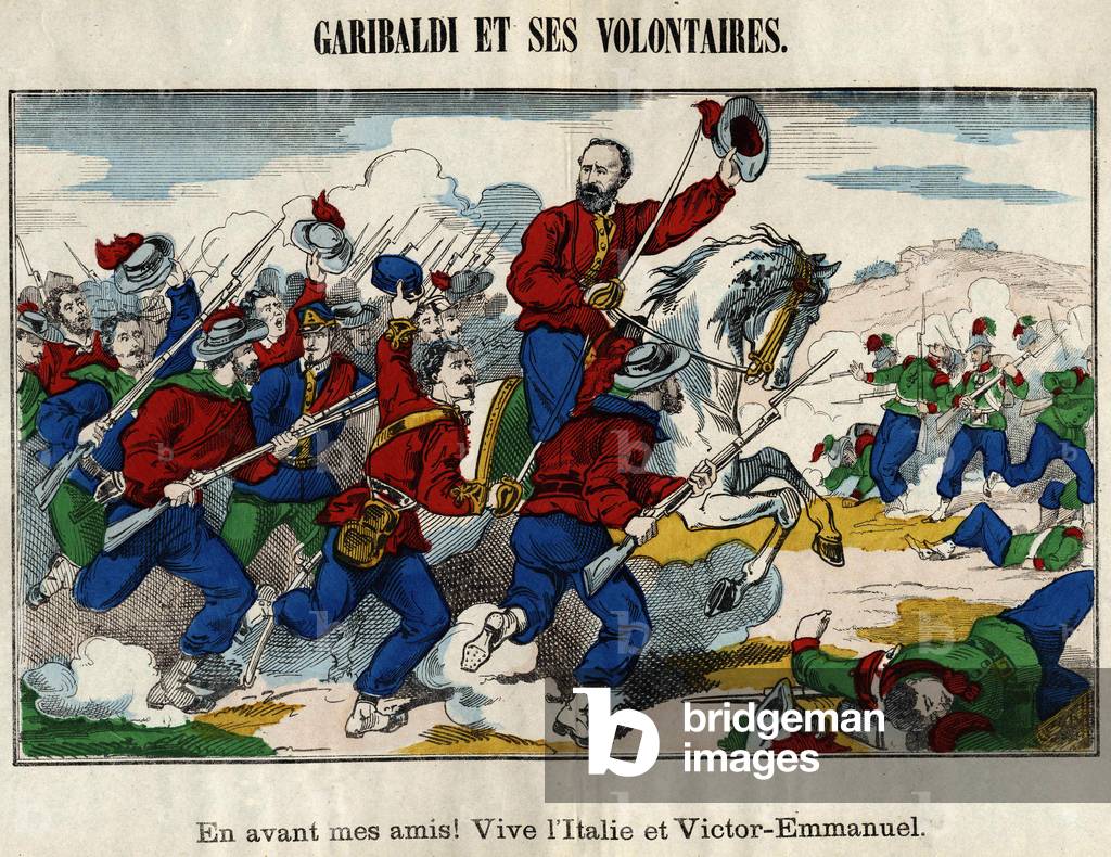 Giuseppe Garibaldi and the Volunteers, 19th century (print)
