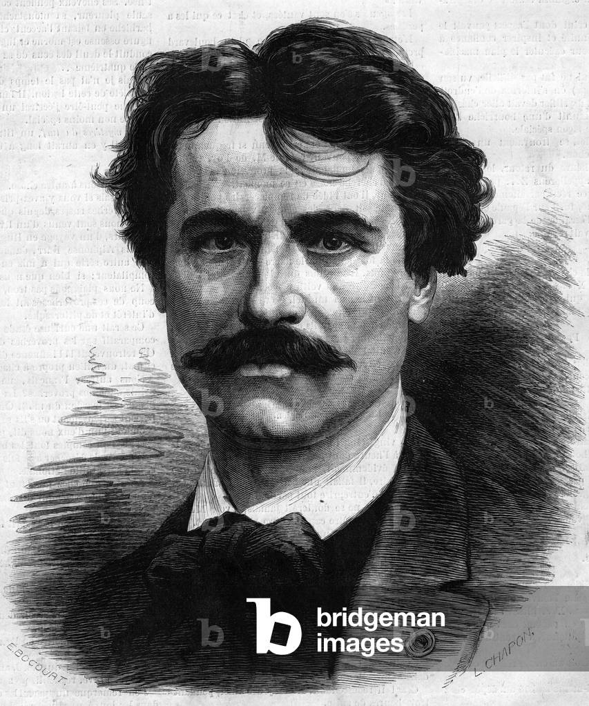 Portrait of Paul Baudry (1828-1885), French painter. Engraving in “” Le Monde Illustré”” n°908 of September 5, 1874.