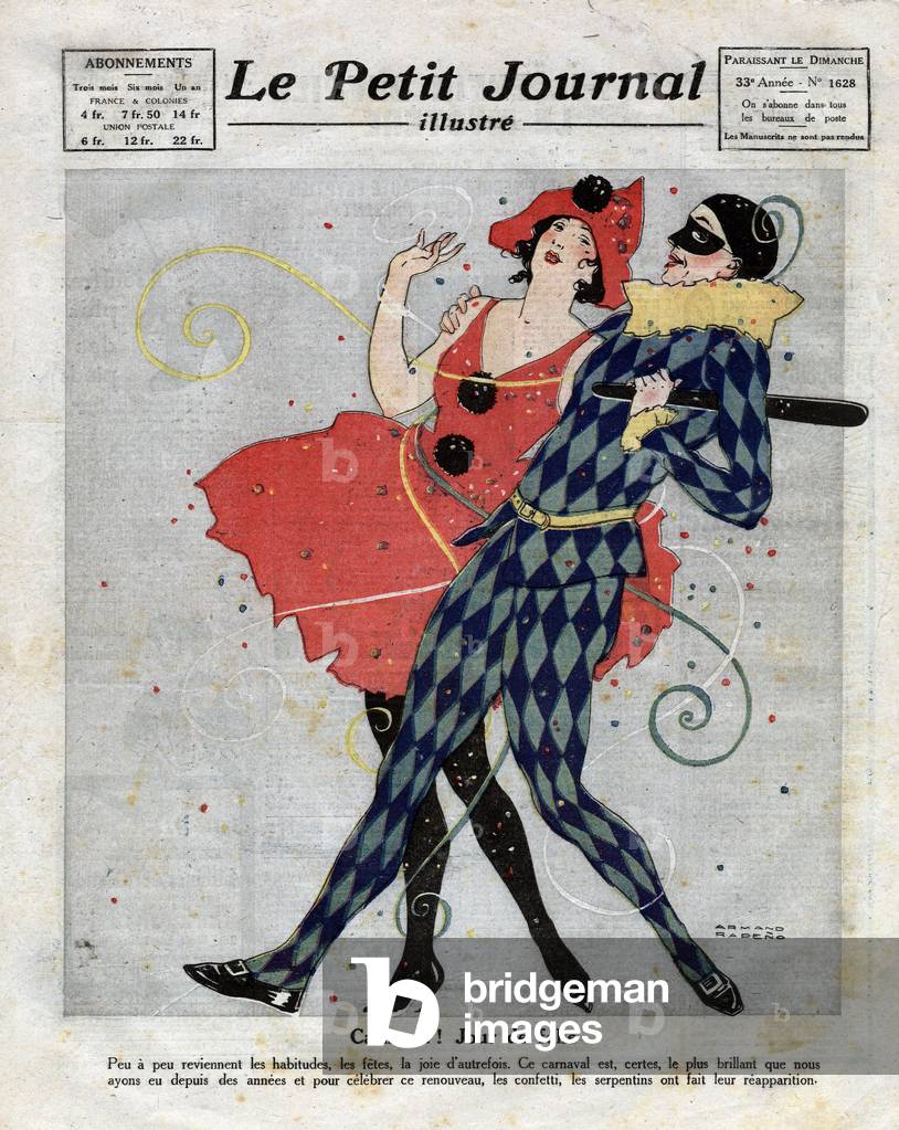 Karneval! Tag des Wahnsinns: Verkleidung, Konfetti und Spulen für die Karnevalsparty, 1922 (Druck)