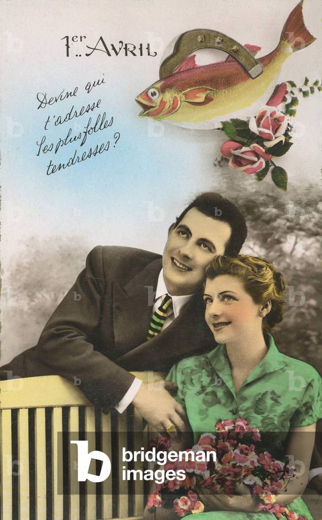 Postcard for the first April “” Guess who addresses the craziest tenderness””. sd. early 20th century