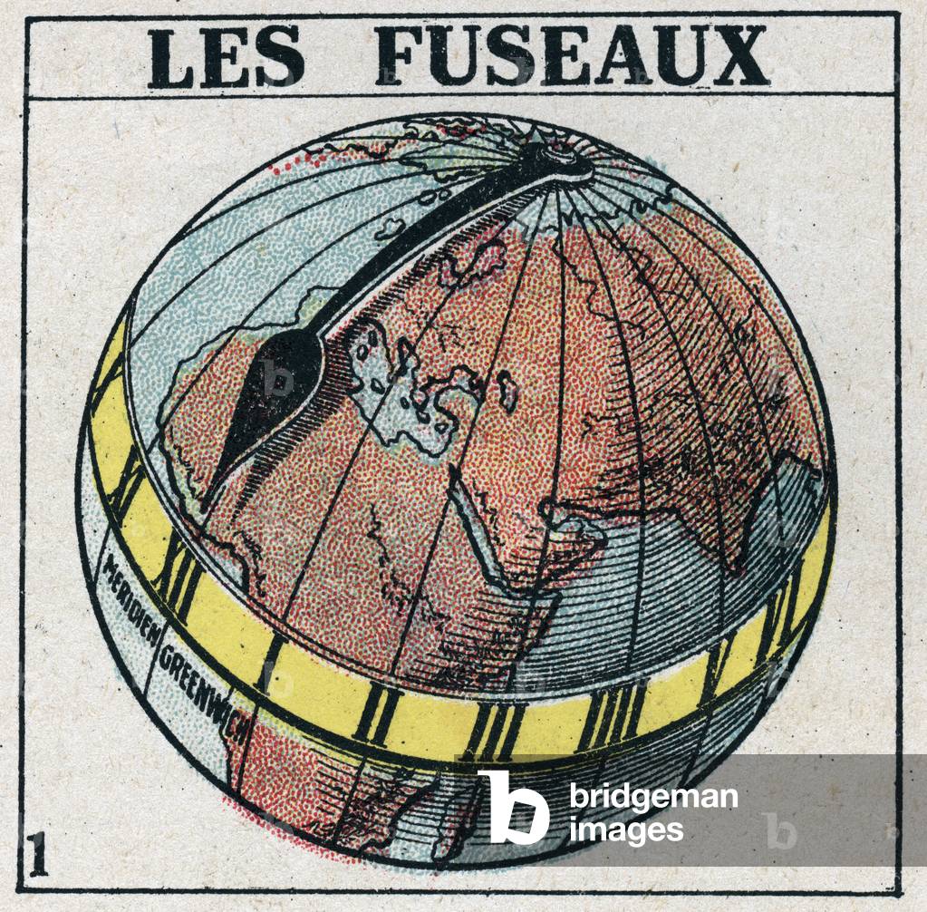 Time: Time zones of Earth. Anonymous illustration of 1925 (print)